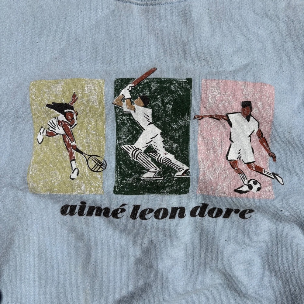 Aime Leon Dore Sports Graphic Crewneck Sweatshirt Light Blue Mens Large - Picture 2 of 12